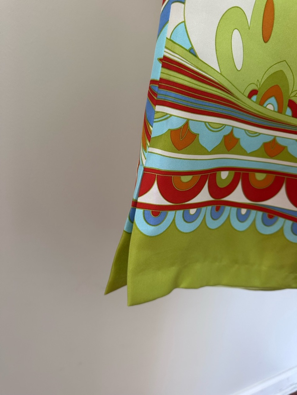 J. McLaughlin Multicolor Psychedelic Silk Mini Dress — Lime, Orange, Blue, Red - Picture 6 of 8